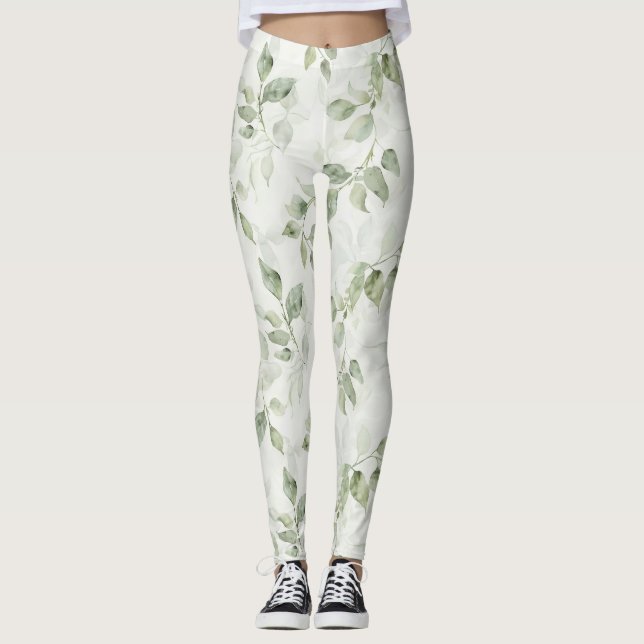 Botaniskt bladsmönster  leggings (Framsida)