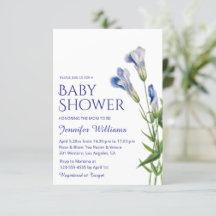 botaniskt blått babyduschbåge för vattenfärg