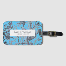 Botaniskt Blått Chinoiserie Anpassat Bagagetagg Bagagebricka