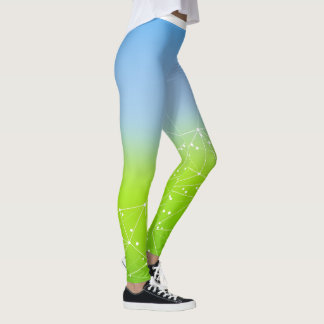 Botaniskt Blått Fjärilsutskrift Högwaistade Leggin Leggings
