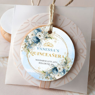 Botaniskt Blått Guld Förmånsetikett för Quincefira Gåvor Etiketter