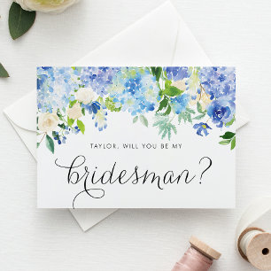 Botaniskt blått Hydrangea kommer du att bli min Br Inbjudan Vykort