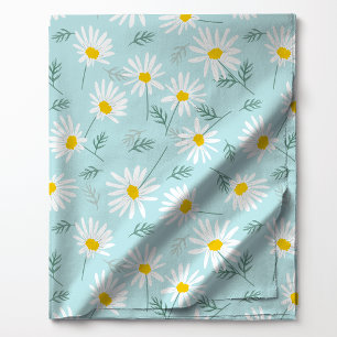Botaniskt blått och vitt fint blomsterdaisy tyg