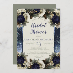 Botaniskt blått vinter Vintervit Möhippa Inbjudningar