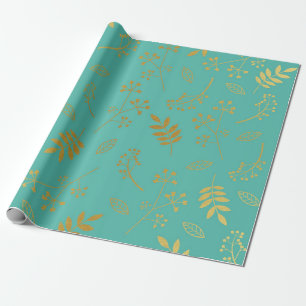 Botaniskt blom- lövFauxguld omkullkastar Presentpapper