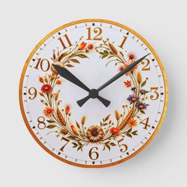 Botaniskt blomklocka rund klocka (Framsida)