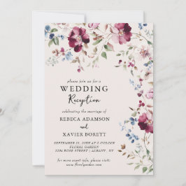 Botaniskt Blommigt Garden Delikat bröllopsmottagni Inbjudningar