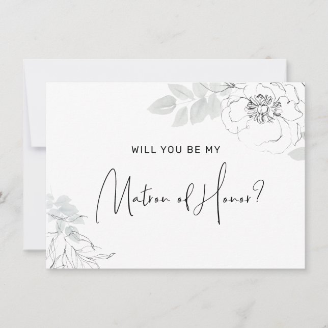 Botaniskt Blommigt Illustration Matron of Honor Ca Tack Kort (Framsida)