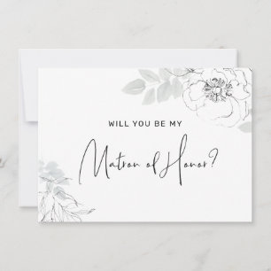 Botaniskt Blommigt Illustration Matron of Honor Ca Tack Kort