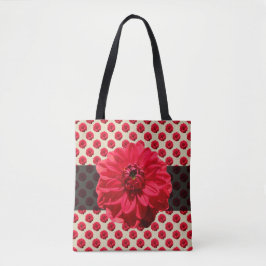 Botaniskt Blommigt Red på Färg Tote Bag Tygkasse