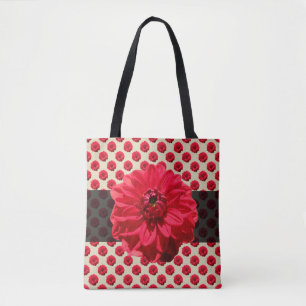 Botaniskt Blommigt Red på Färg Tote Bag Tygkasse