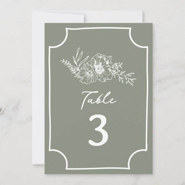 Botaniskt Blommigt Sage Grönt Bröllop Inbjudningar (Framsida)