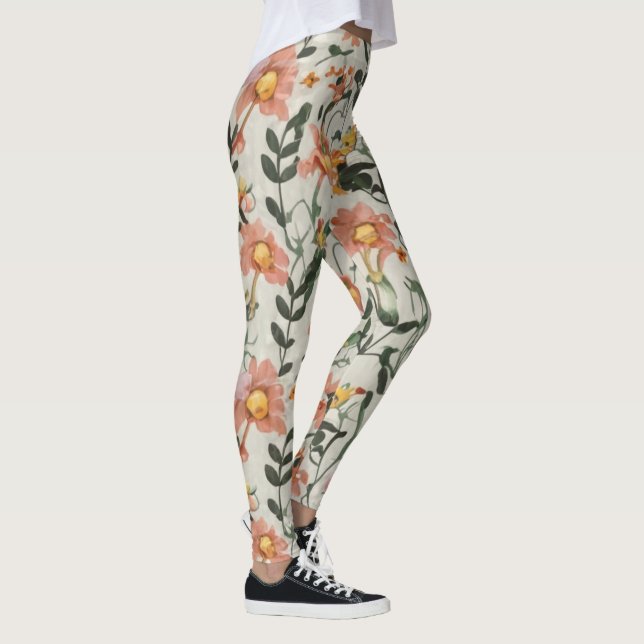 Botaniskt Blommönster Leggings (Höger)
