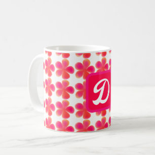 botaniskt blommönster med minimal elegant i monogr kaffemugg
