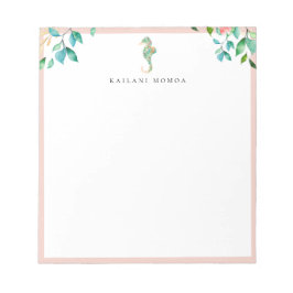 Botaniskt blomster sjöhästar rodnad ram anteckningsblock