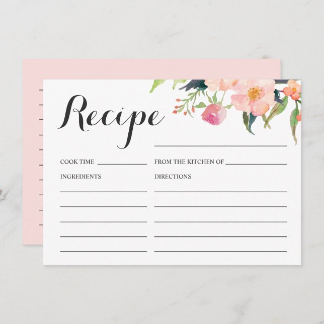 Botaniskt blomsterbröllopsreceptkort tilläggskort (Fram/baksida)