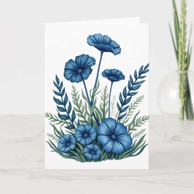 Botaniskt blomsterfaltet gratulationskort kort (Framsida)