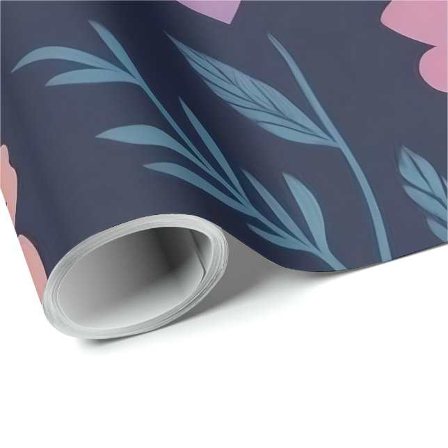 Botaniskt blomsterinspirerat presentpapper (Rullad Hörn)