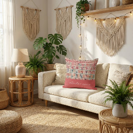 Botaniskt blomsterrustikt boho-mönster kudde