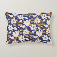 Botaniskt Blue Beige Lily Blommönster