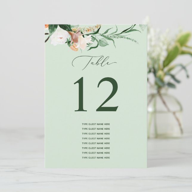 Botaniskt Boho Anpassningsbar Guest Namn Bordsnumm (Stående Fram)