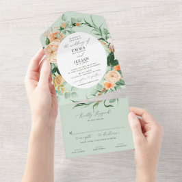 Botaniskt Boho Greenery Sage Pastel Blommigt Bröll