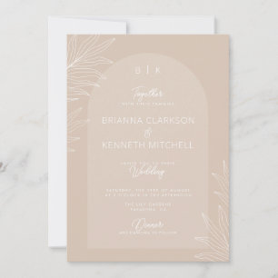 Botaniskt Boho Neutralt Färg Arch Photo Bröllop Inbjudningar