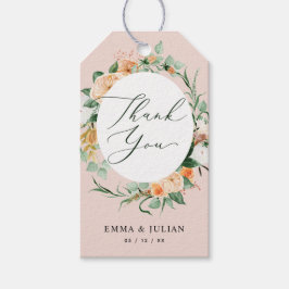 Botaniskt Boho Rosa Greenery Modern Blommigt Favor Presentetikett