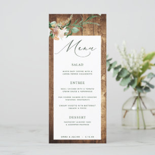 Botaniskt boho Rustic Farmhouse Barn Bröllop Menu Meny
