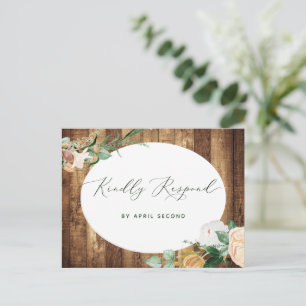 Botaniskt boho Rustic Farmhouse Barn Bröllop OSA Inbjudan Vykort