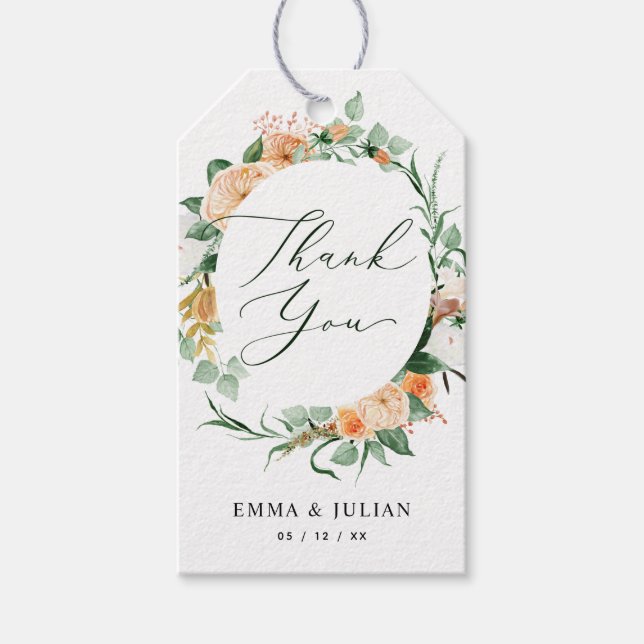 Botaniskt Boho sänder Greenery Modern Blommigt til Presentetikett (Framsidan)