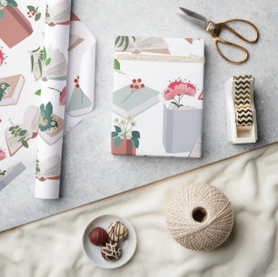 Botaniskt Bokar & Bibliotek som läser Mönster Presentpapper