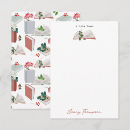 Botaniskt Bokar & Bibliotek som läser Mönster Tack Kort