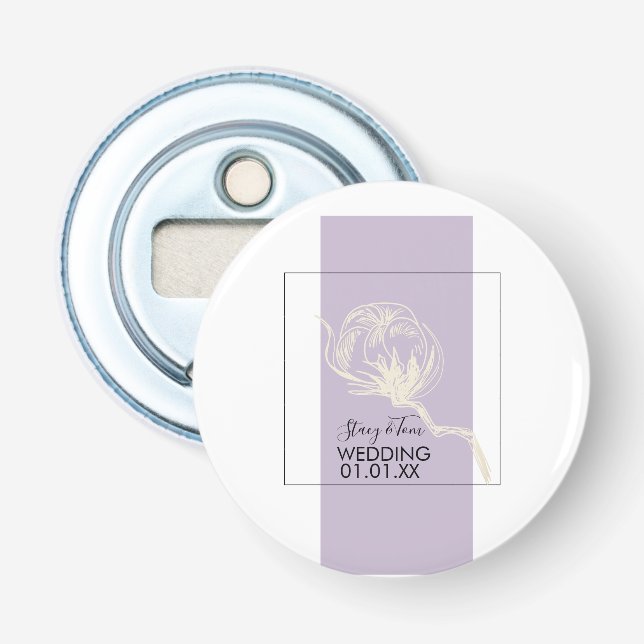 Botaniskt bomullsverk Lavender Bröllop Flasköppnare (Framsidan)