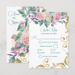 Botaniskt Bouquet med Faux Guld Swirl OSA Kort