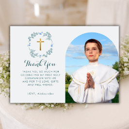 Botaniskt Boy First Holly Communion Arch Photo Tack Kort