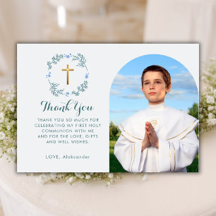 Botaniskt Boy First Holly Communion Arch Photo Tack Kort