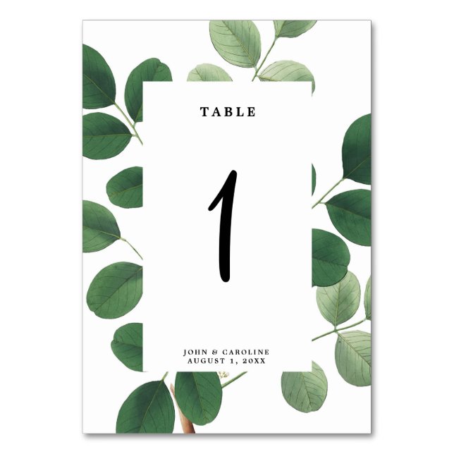 botaniskt Bröllop-bordsnummer-kort Bordsnummer (Framsidan)