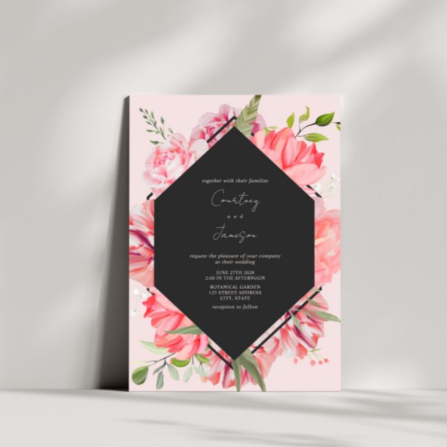 Botaniskt bröllop - inbjudan till Geometric Rosa B (Skapare uppladdad)
