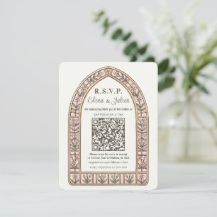 Botaniskt bröllop med QR-kod för svar på bröllopsk