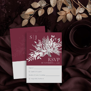 Botaniskt Bröllop OSA för oljeväxter Burgundy Mono Kort