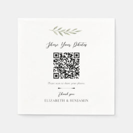 Botaniskt Bröllop QR-kod Dela dina foton Pappersservett