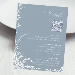 Botaniskt bröllop QR-kod Detaljer Dusty Blue Tilläggskort