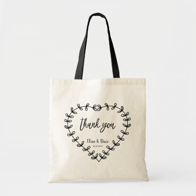 Botaniskt bröllop tackar dig tote bags tygkasse (Framsidan)