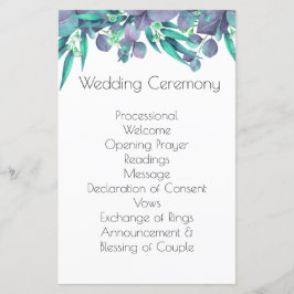 Botaniskt Bröllopsprogram för lavender & Bright Gr