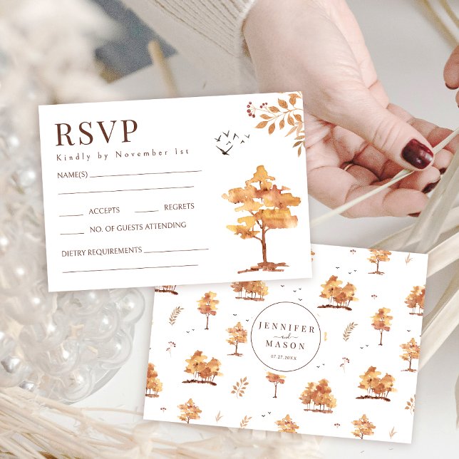 Botaniskt Brown Terracotta Fall Wedding OSA kort (Skapare uppladdad)
