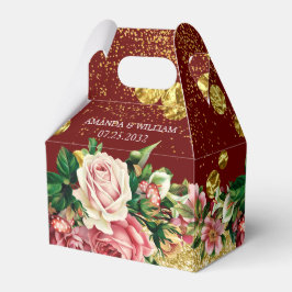 Botaniskt Burgundy Elegant bröllop favoritbox Presentaskar