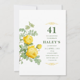 Botaniskt Chic Gult & Grönt Blommigt 41-årsfirande Inbjudningar