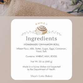 Botaniskt Cinnamonsrullologo Ingredienser Produkt Fyrkantigt Klistermärke