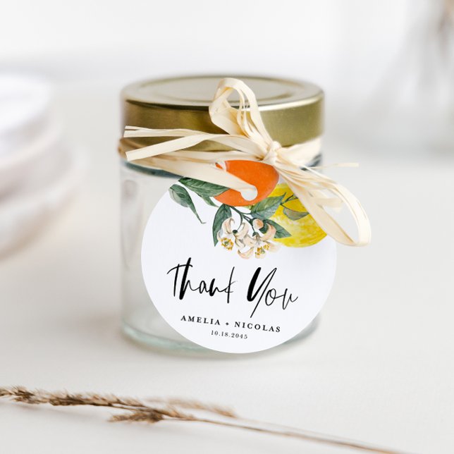 Botaniskt citron och Orange Bröllop Tack Gåvor Etiketter (Skapare uppladdad)